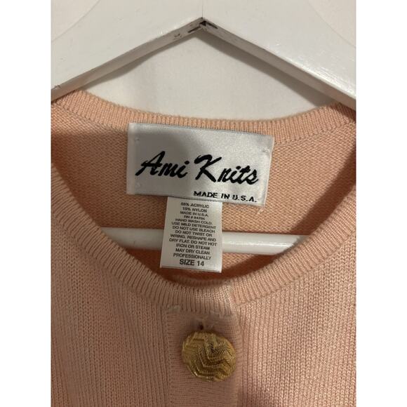 Vintage Dress 14 Pink Gold Buttons Midi Short Sleeve Evening Formal Stretch - Picture 3 of 9